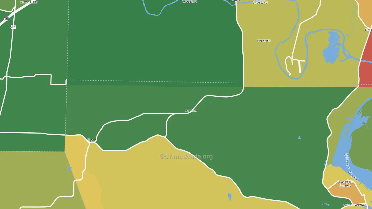 Lipan, TX Map of Assault Rates