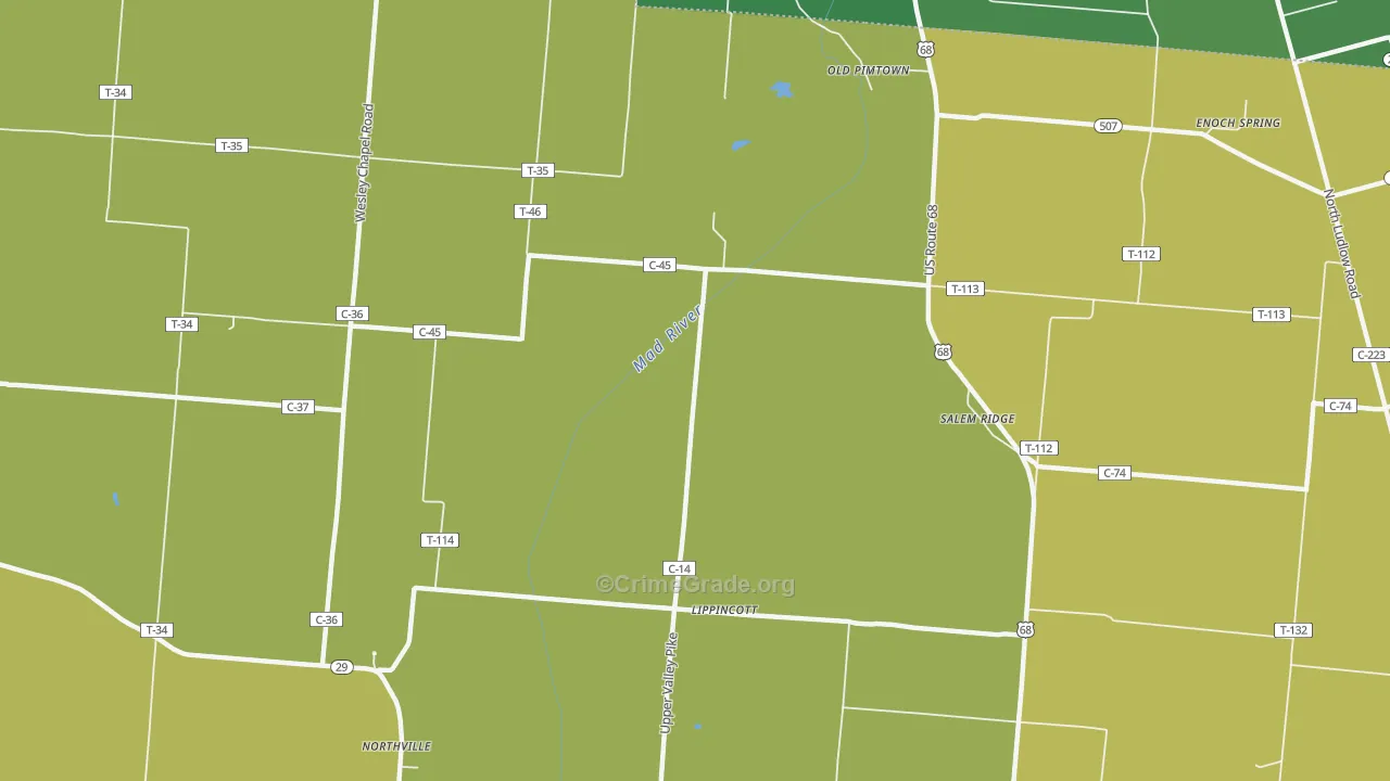 Lippincotts, OH Map of Assault Rates