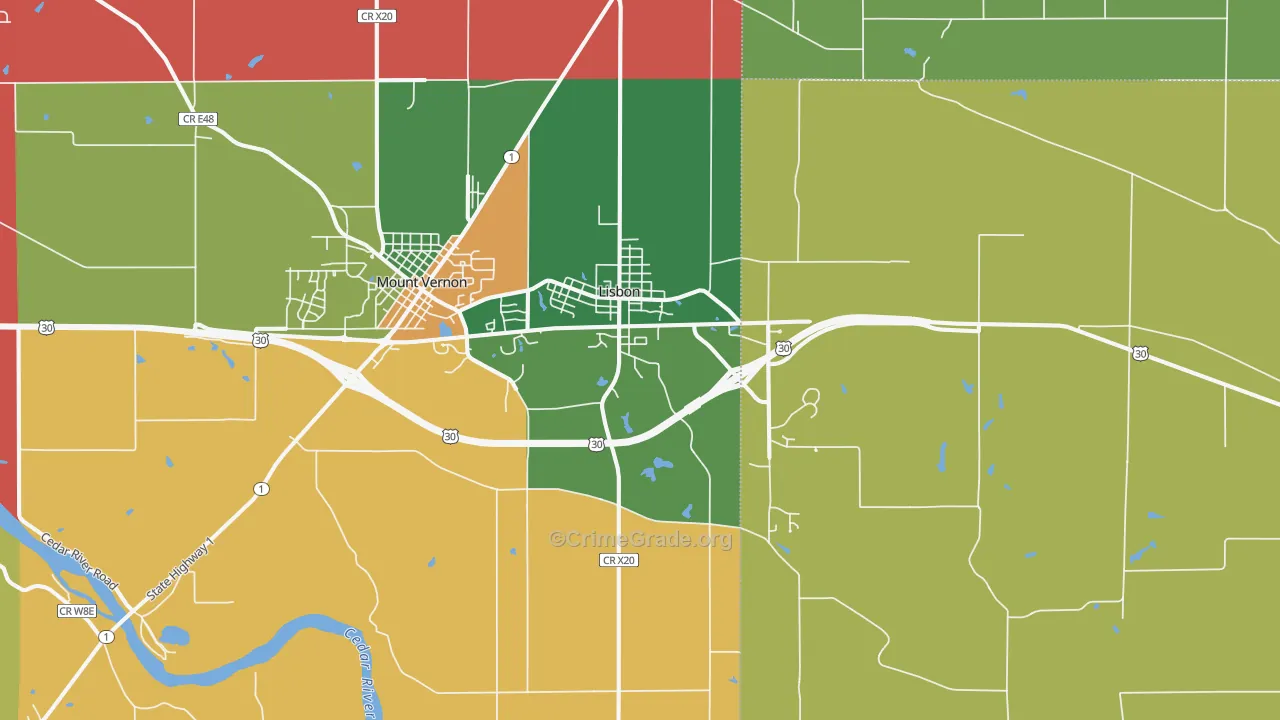 Lisbon, IA Map of Assault Rates