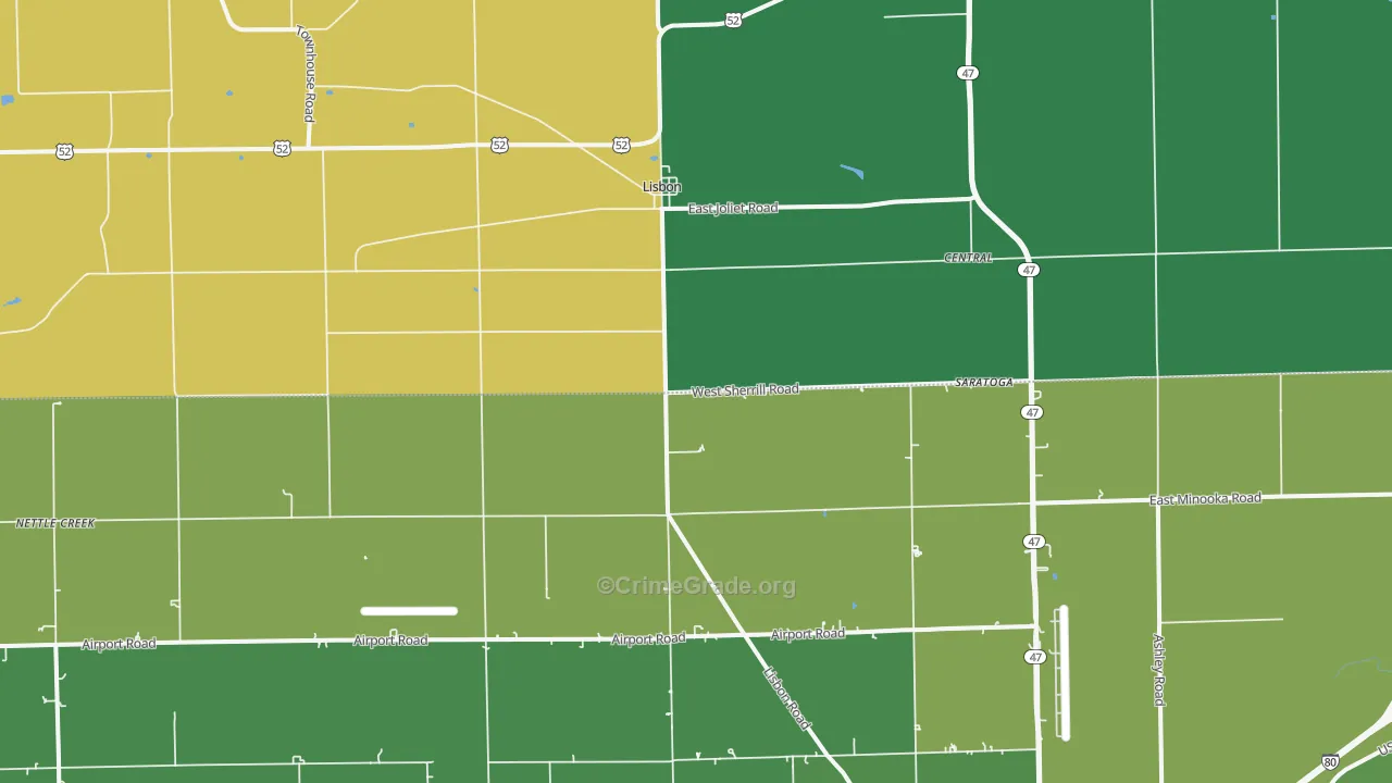 Lisbon, IL Map of Assault Rates