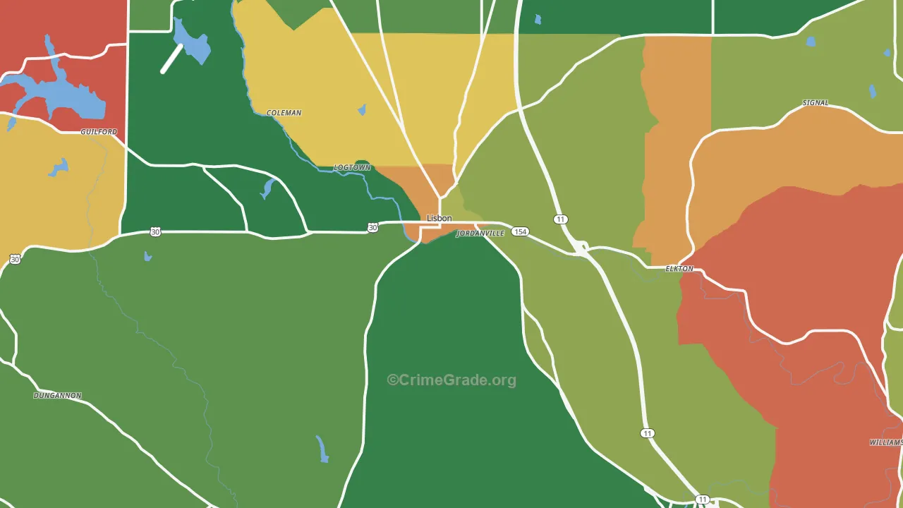 Lisbon, OH Map of Assault Rates