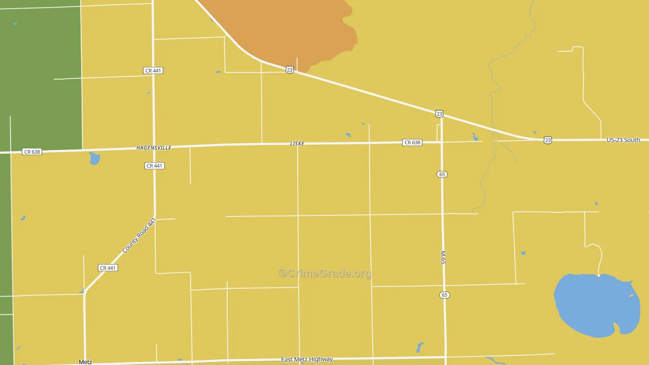 Liske, MI Map of Assault Rates