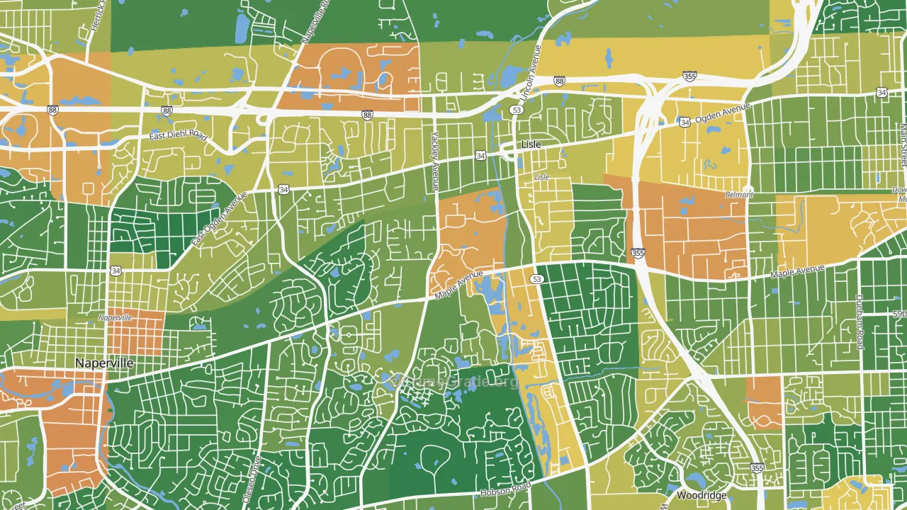 Lisle, IL Map of Assault Rates