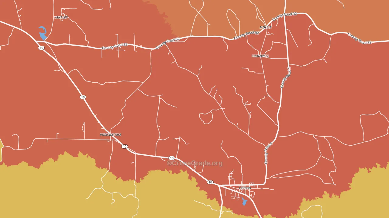 Lisman, AL Map of Assault Rates