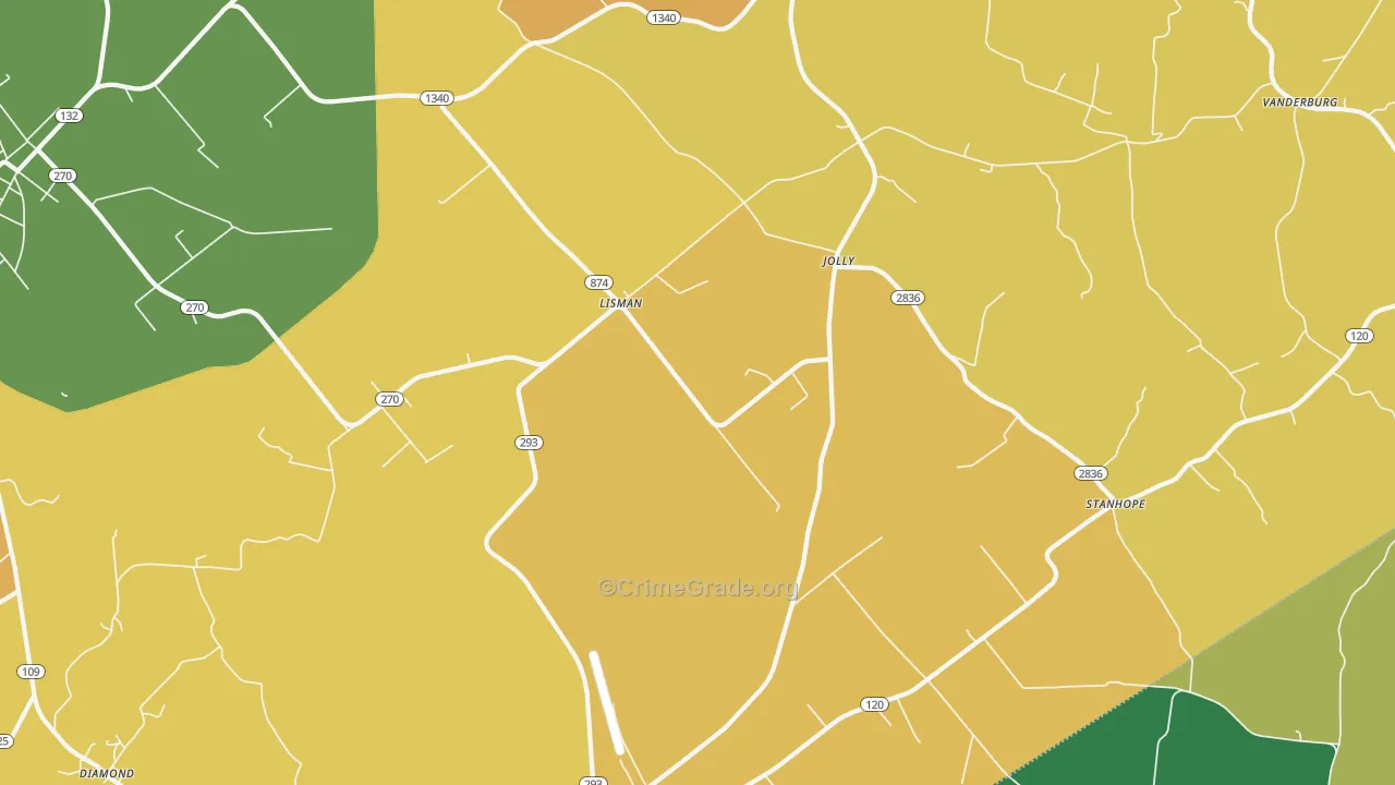 Lisman, KY Map of Assault Rates