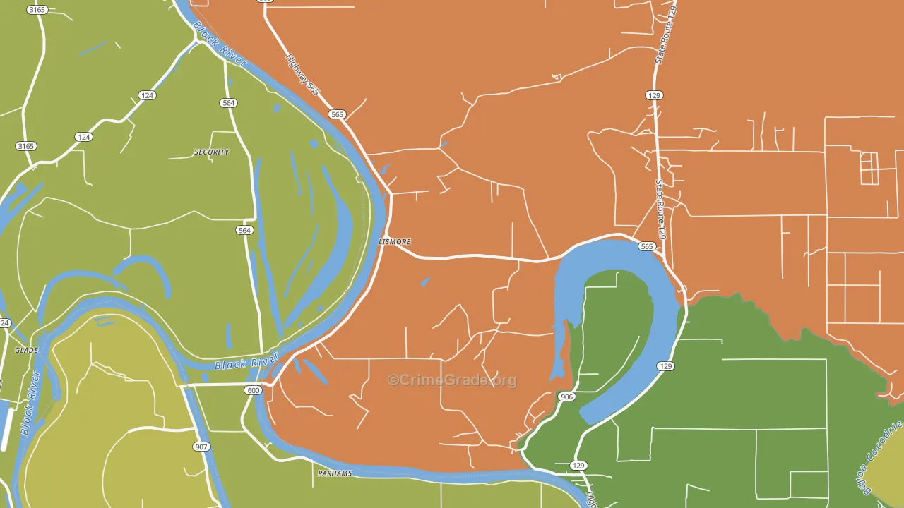Lismore, LA Map of Assault Rates