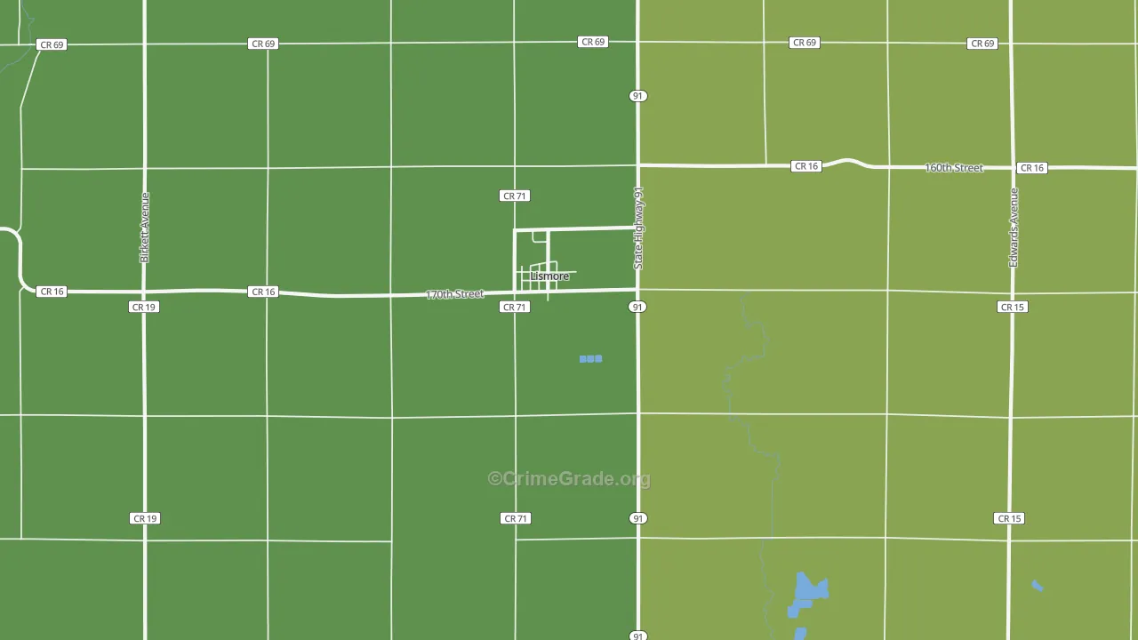 Lismore, MN Map of Assault Rates
