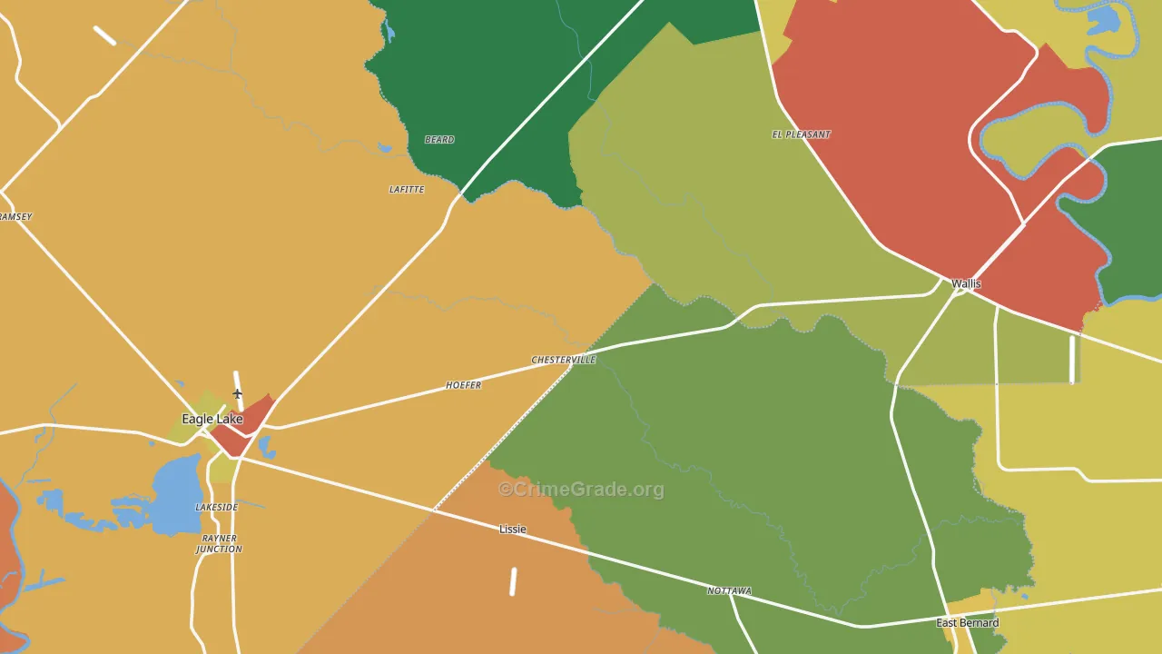 Lissie, TX Map of Assault Rates