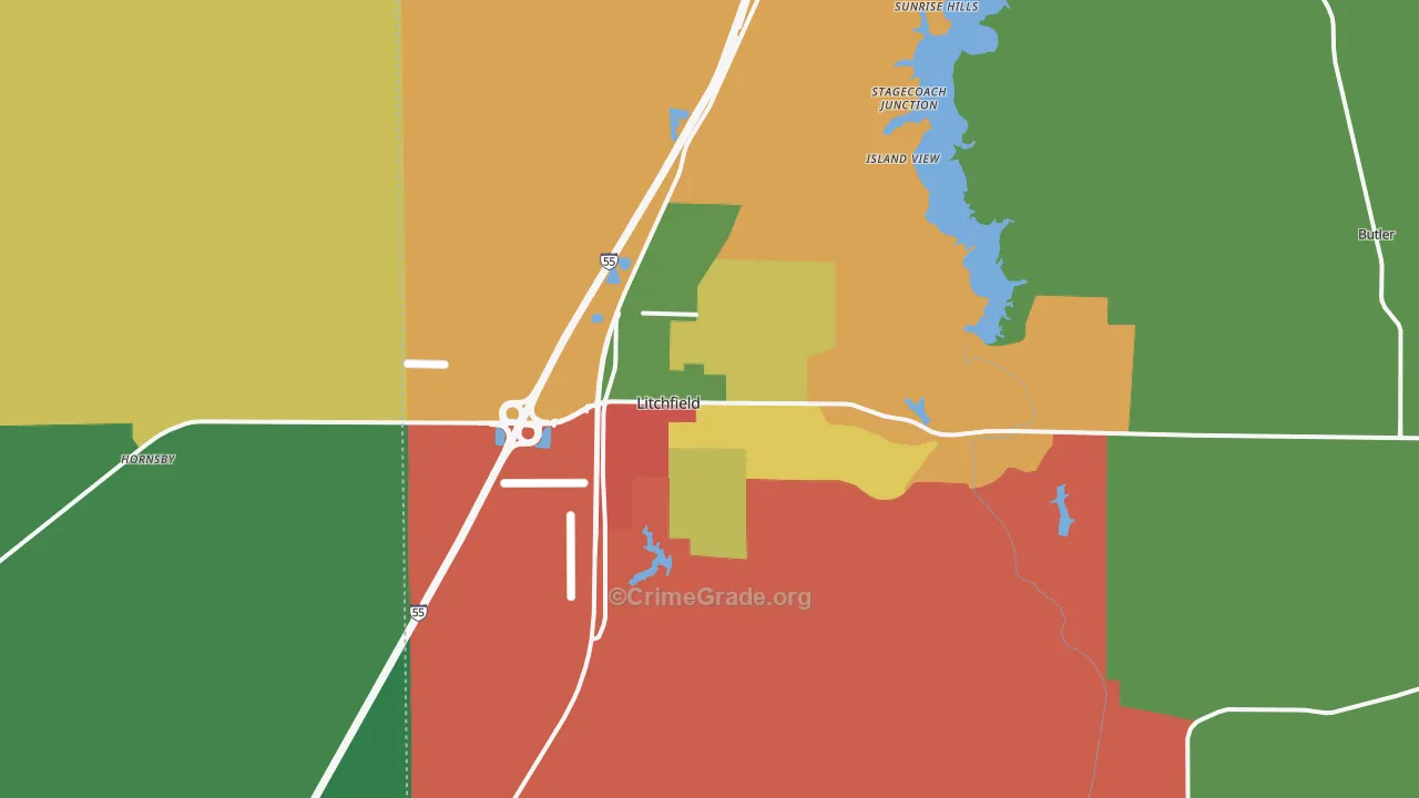 Litchfield, IL Map of Assault Rates