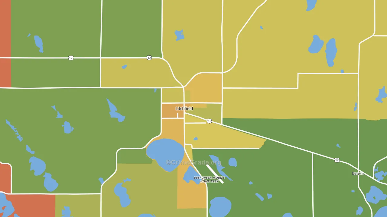 Litchfield, MN Map of Assault Rates