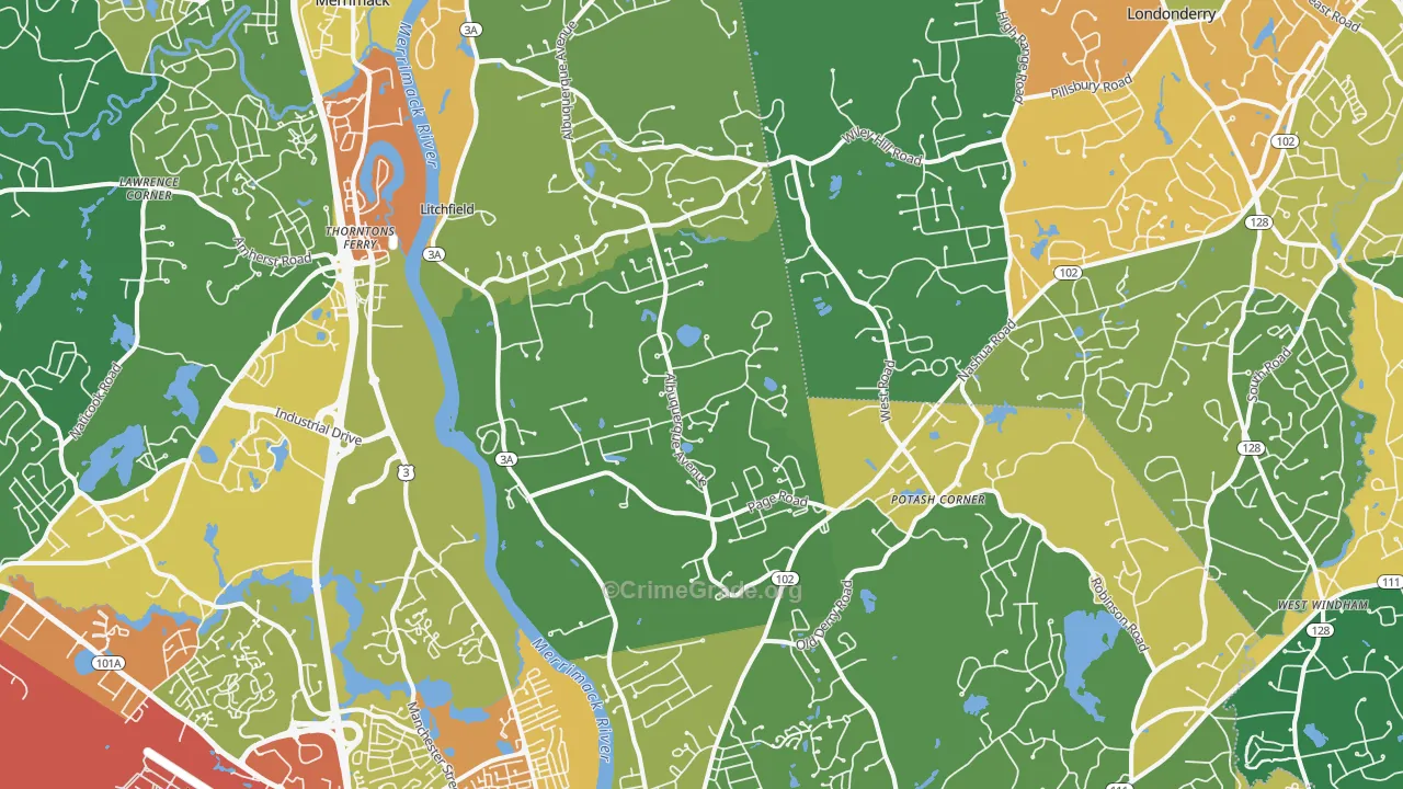 Litchfield, NH Map of Assault Rates