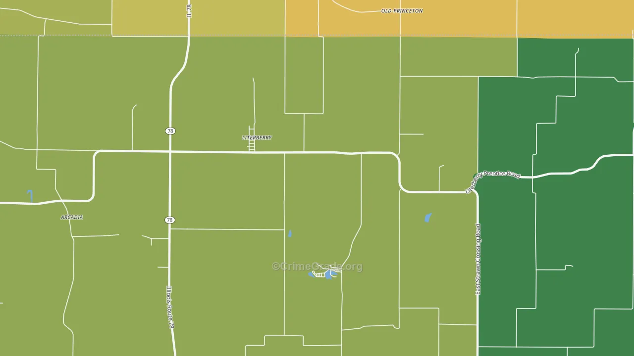 Literberry, IL Map of Assault Rates