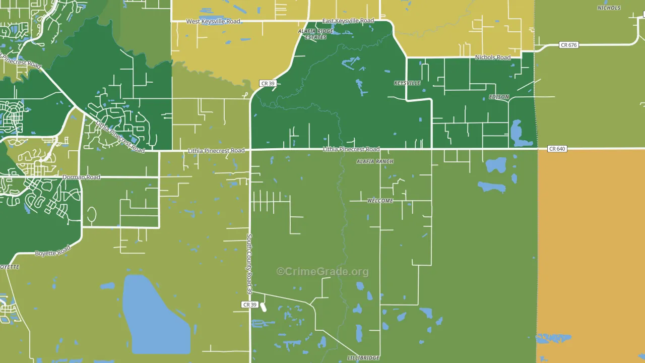 Lithia, FL Map of Assault Rates