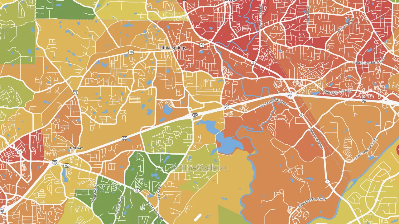 Lithia Springs, GA Map of Assault Rates