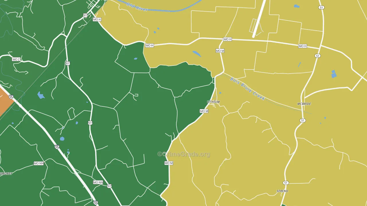 Lithium, MO Map of Assault Rates
