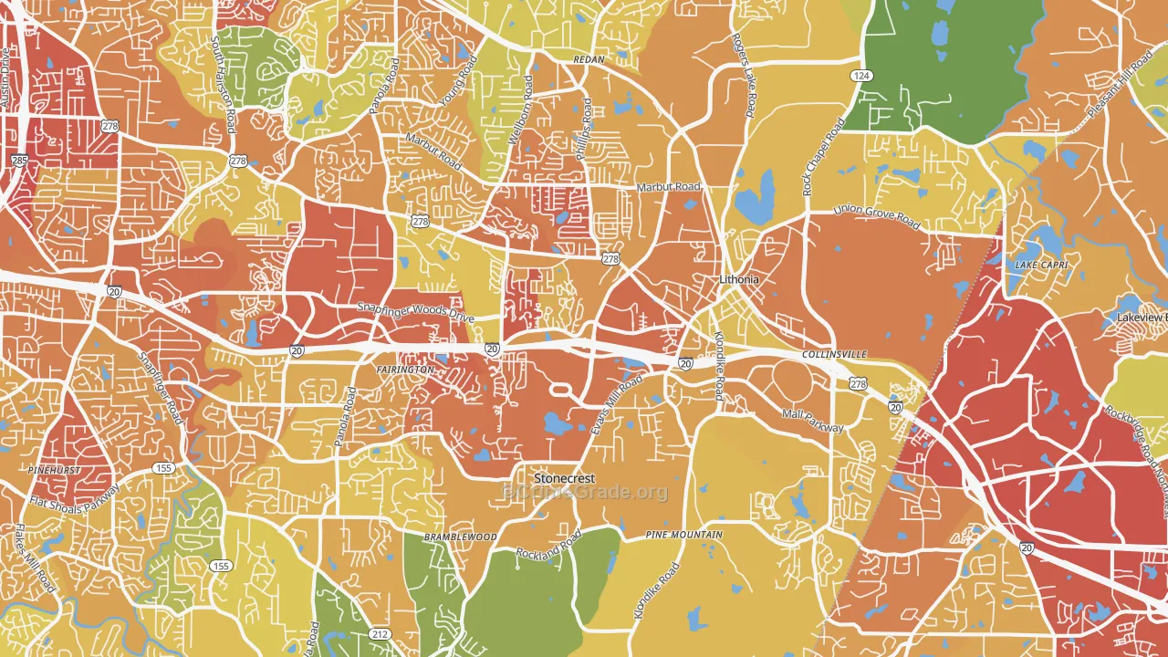 Lithonia, GA Map of Assault Rates