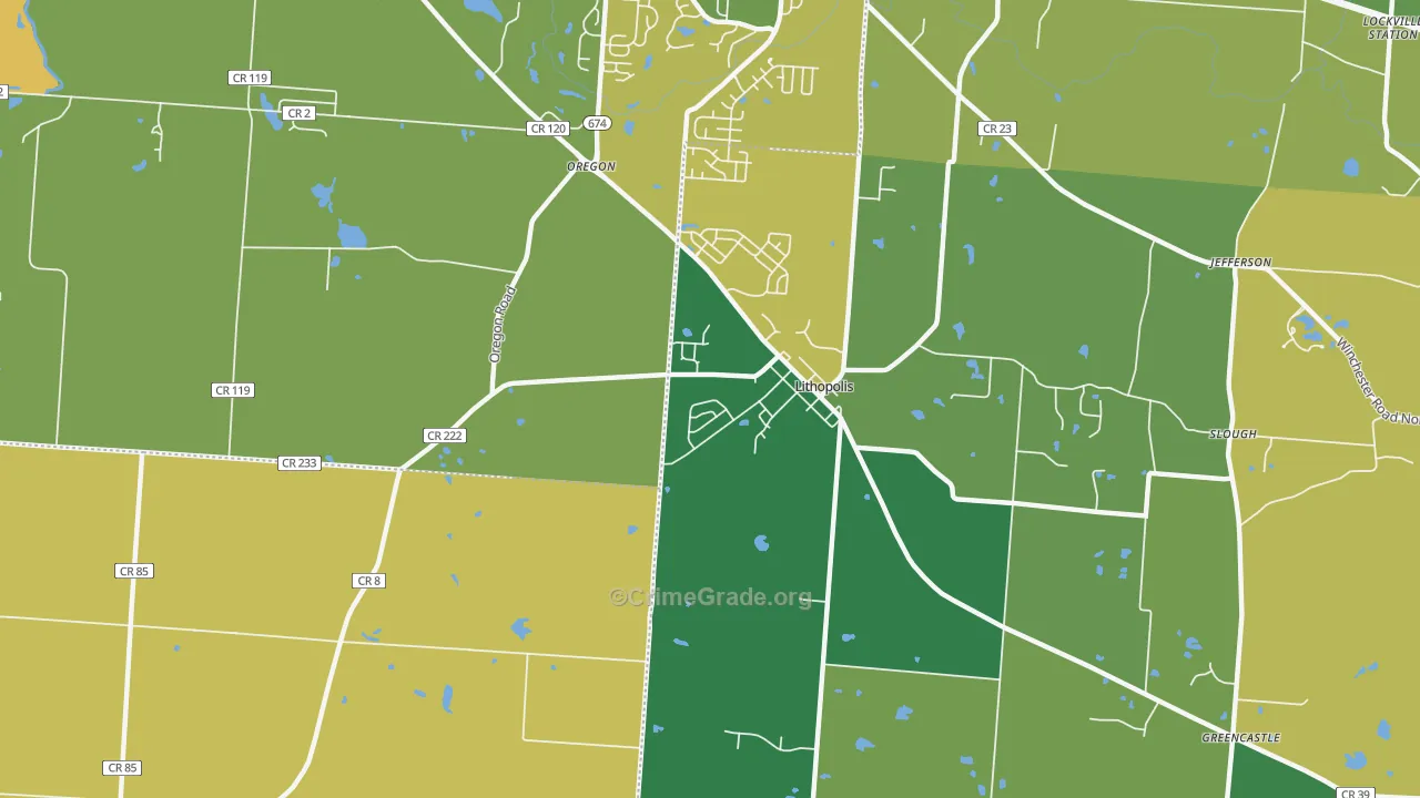 Lithopolis, OH Map of Assault Rates