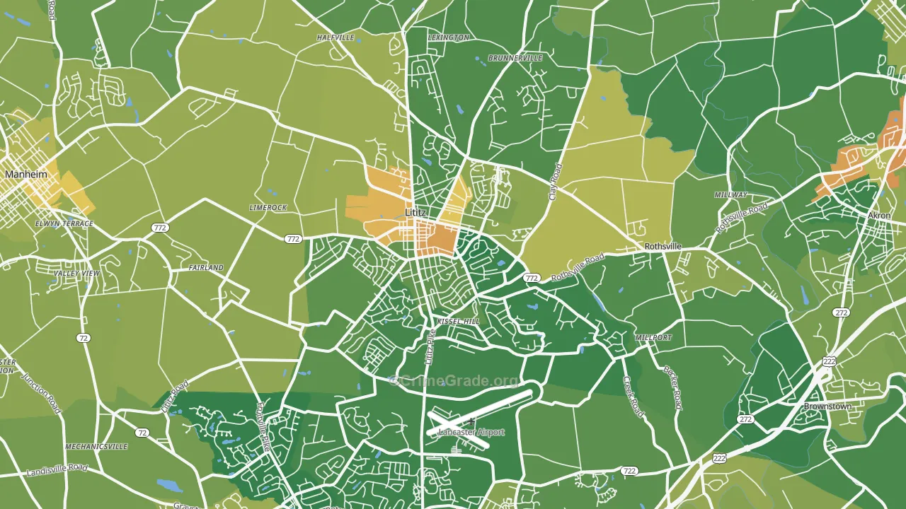 Lititz, PA Map of Assault Rates