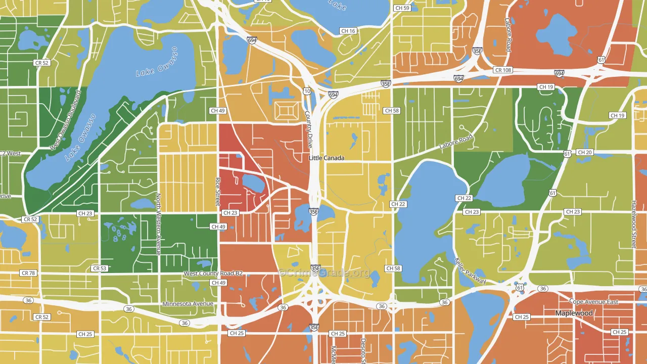 Little Canada, MN Map of Assault Rates