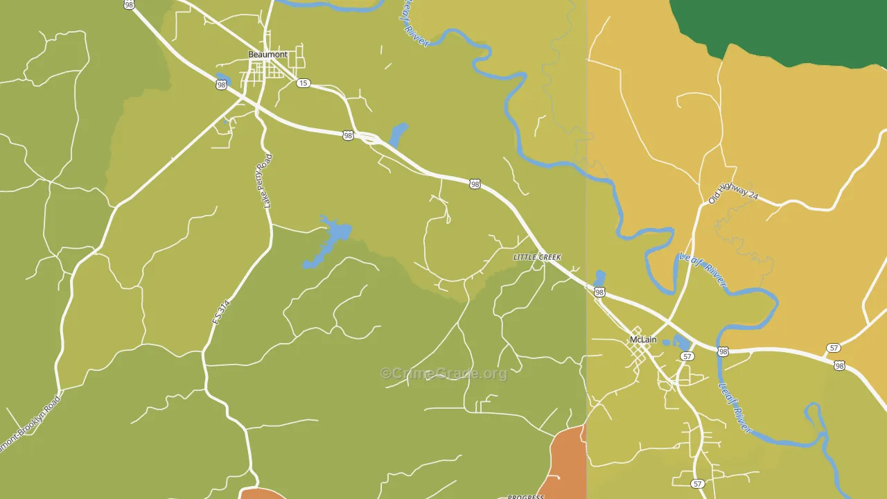Little Creek, MS Map of Assault Rates