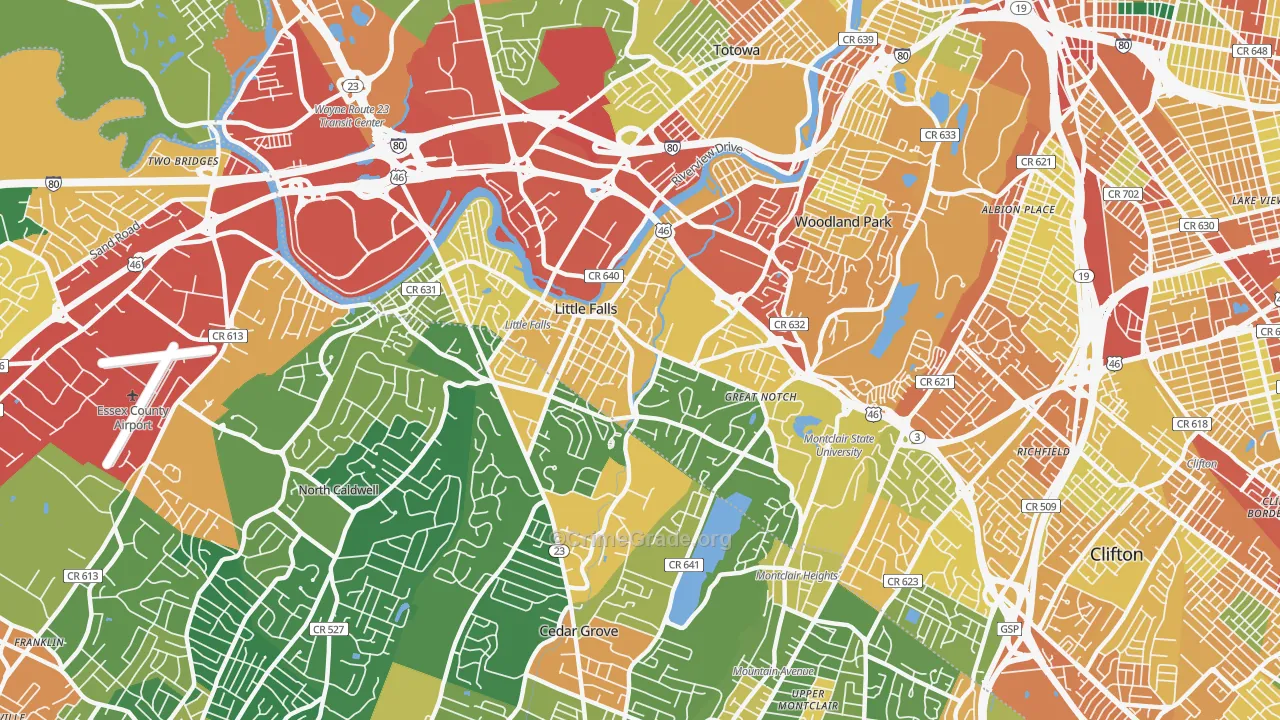 Little Falls, NJ Map of Assault Rates