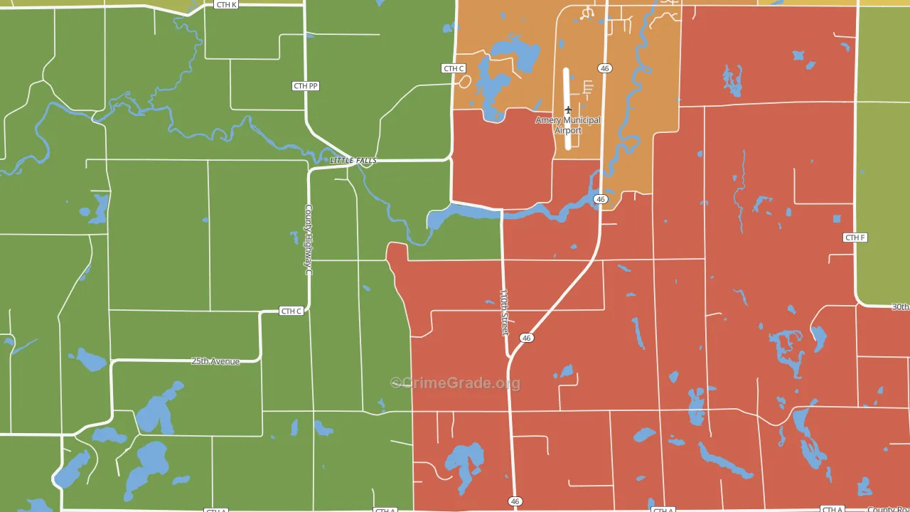 Little Falls, WI Map of Assault Rates