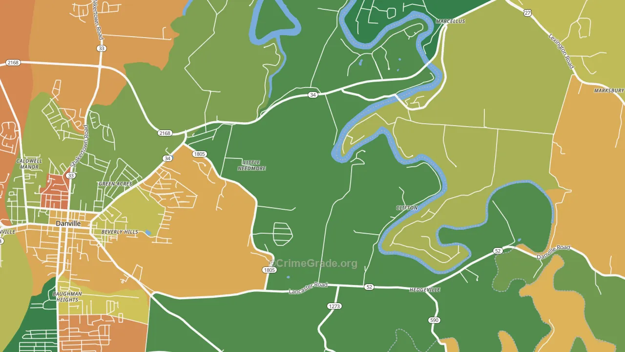 Little Needmore, KY Map of Assault Rates