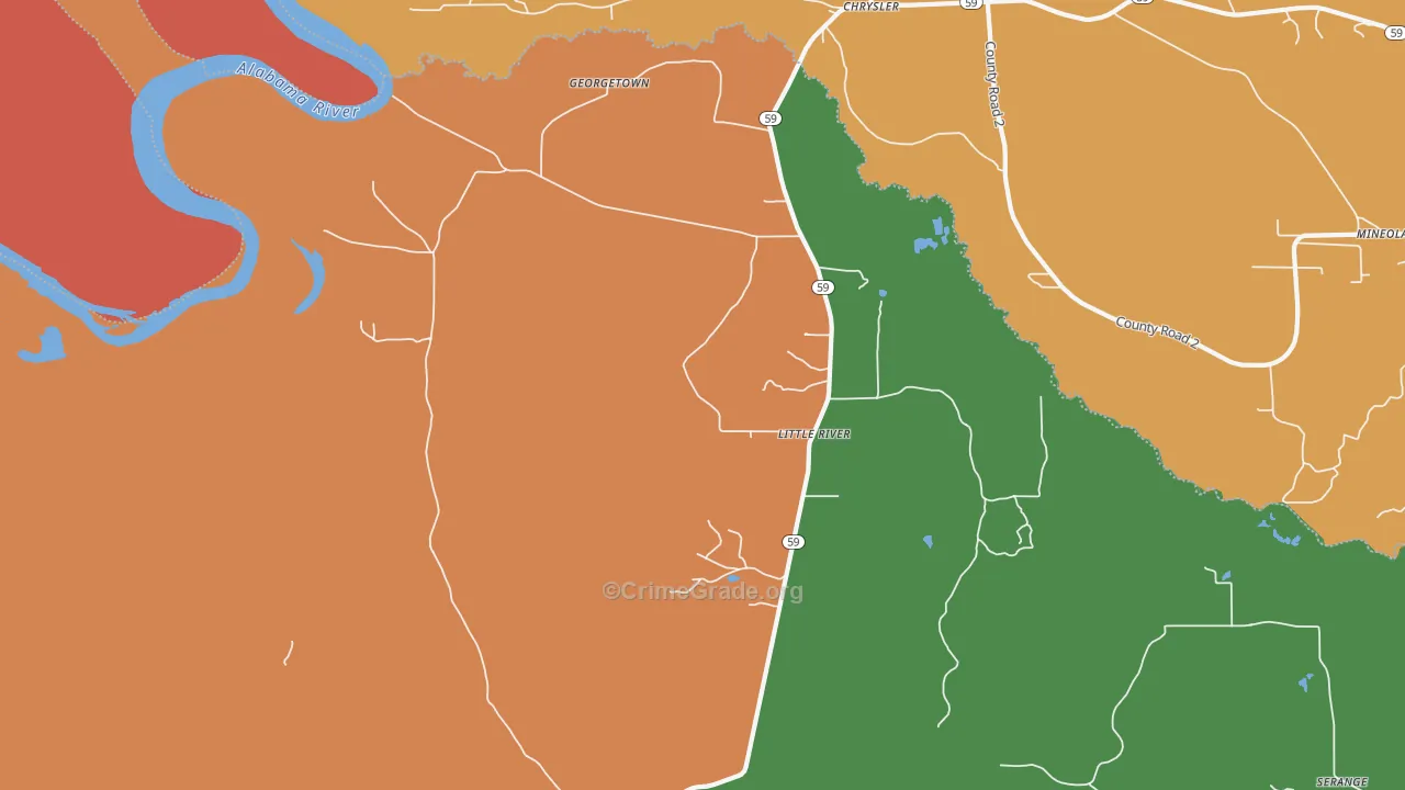 Little River, AL Map of Assault Rates