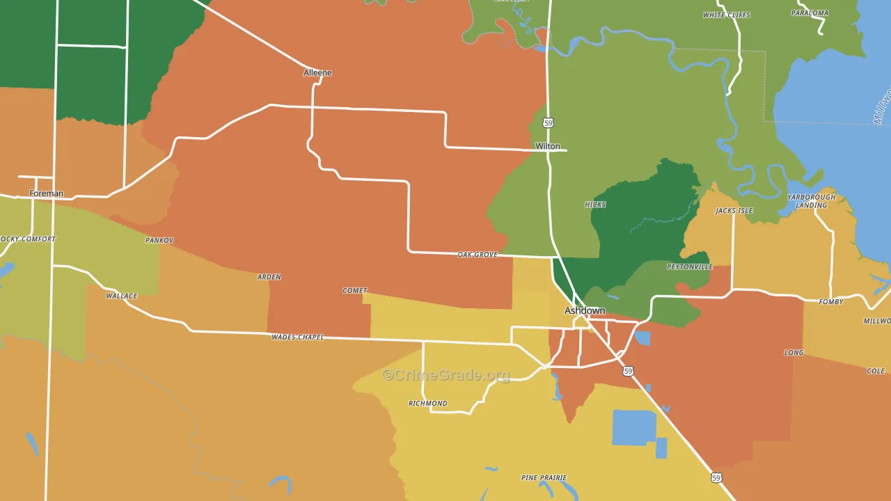 Little River County, AR Map of Assault Rates