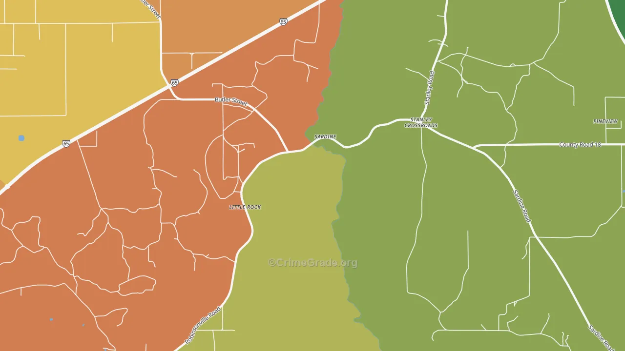 Little Rock, AL Map of Assault Rates