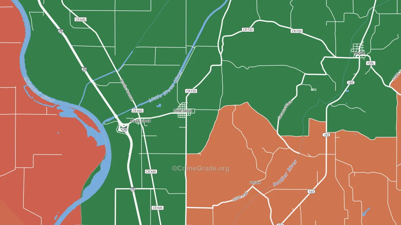Little Sioux, IA Map of Assault Rates