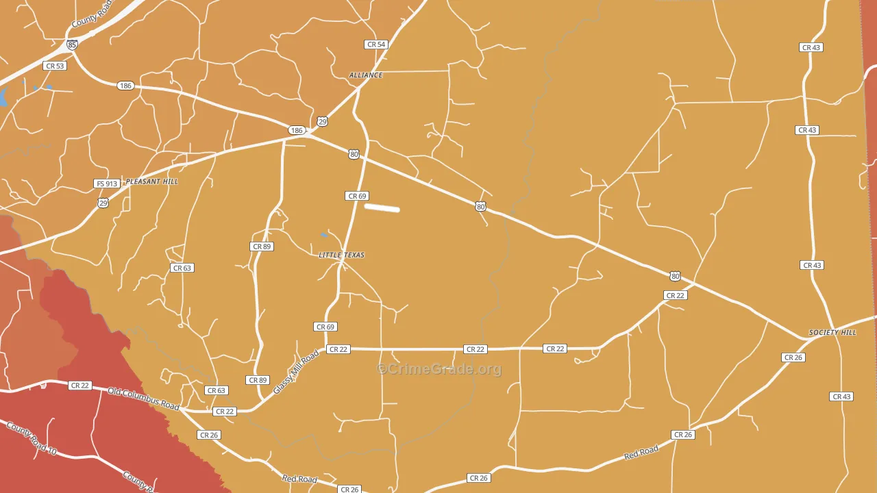 Little Texas, AL Map of Assault Rates