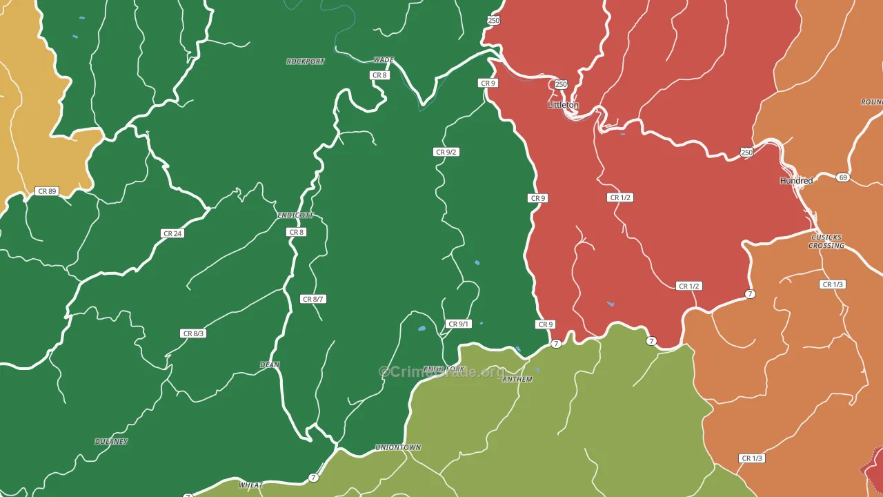 Littleton, WV Map of Assault Rates