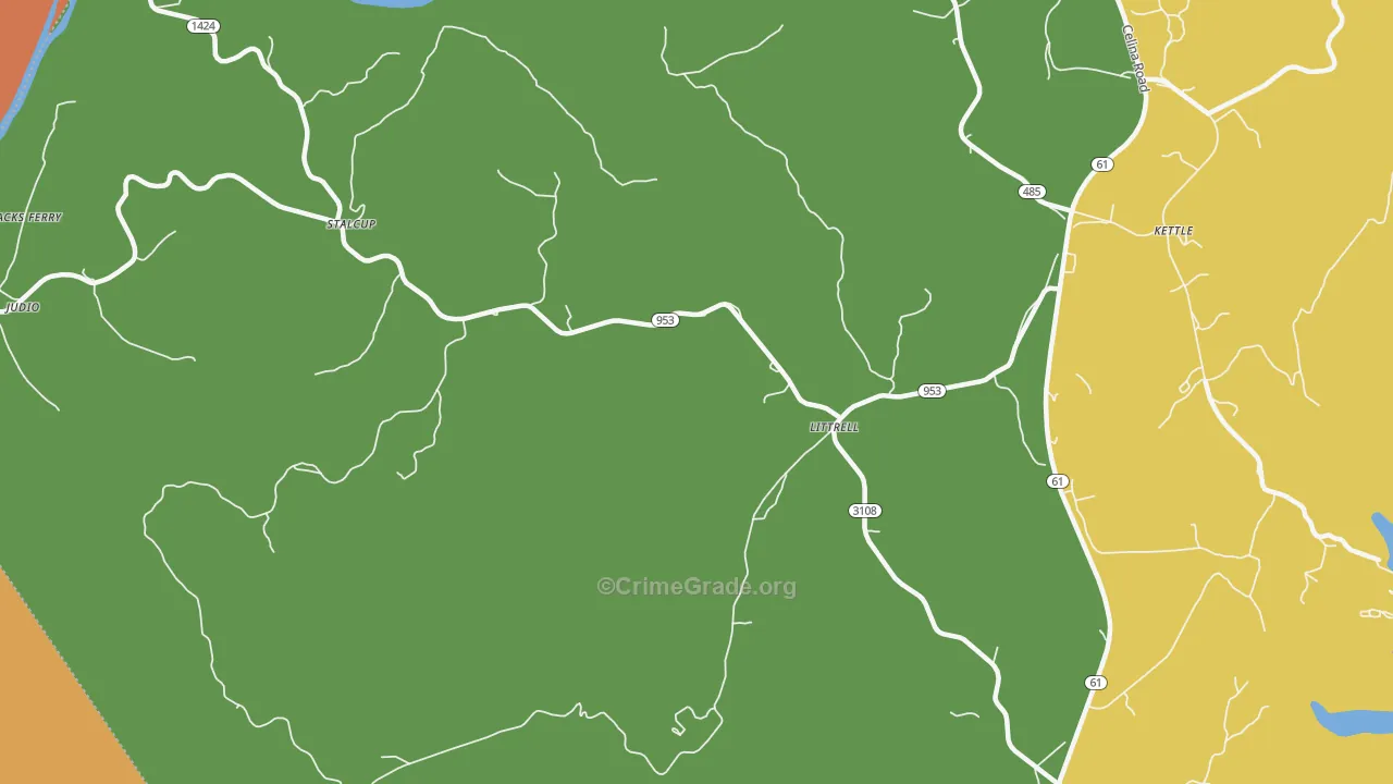 Littrell, KY Map of Assault Rates