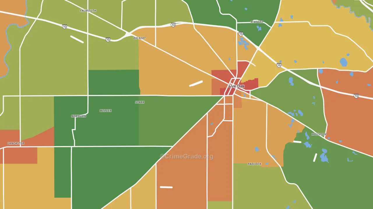Live Oak, FL Map of Assault Rates
