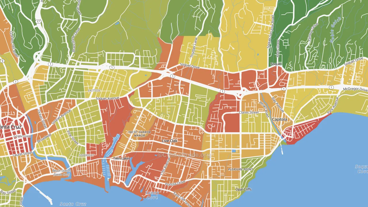 Live Oak, Santa Cruz, CA Map of Assault Rates