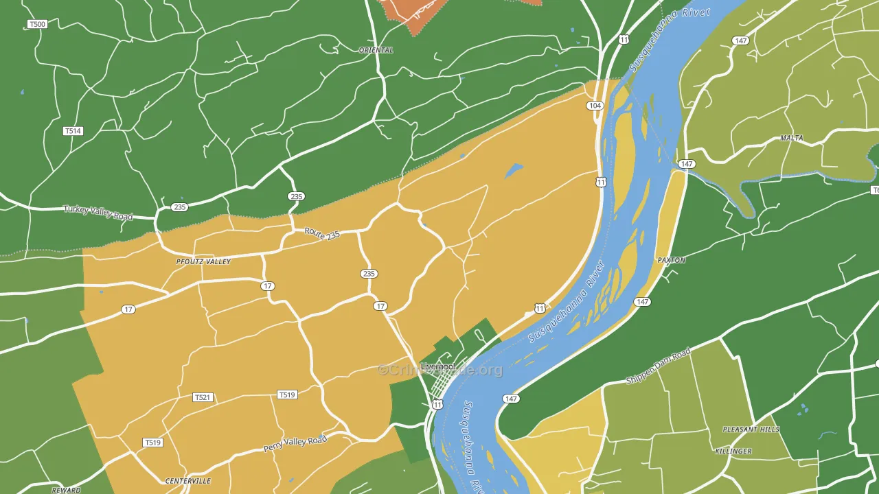 Liverpool, PA Map of Assault Rates