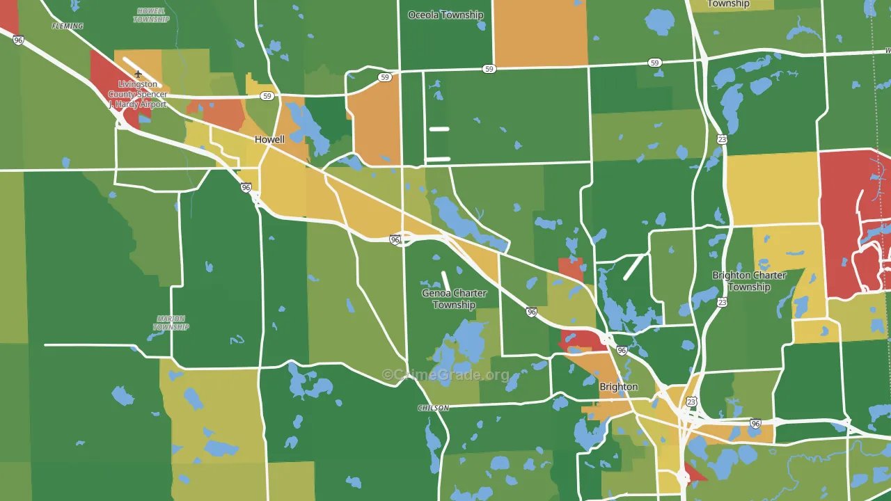 Livingston County, MI Map of Assault Rates