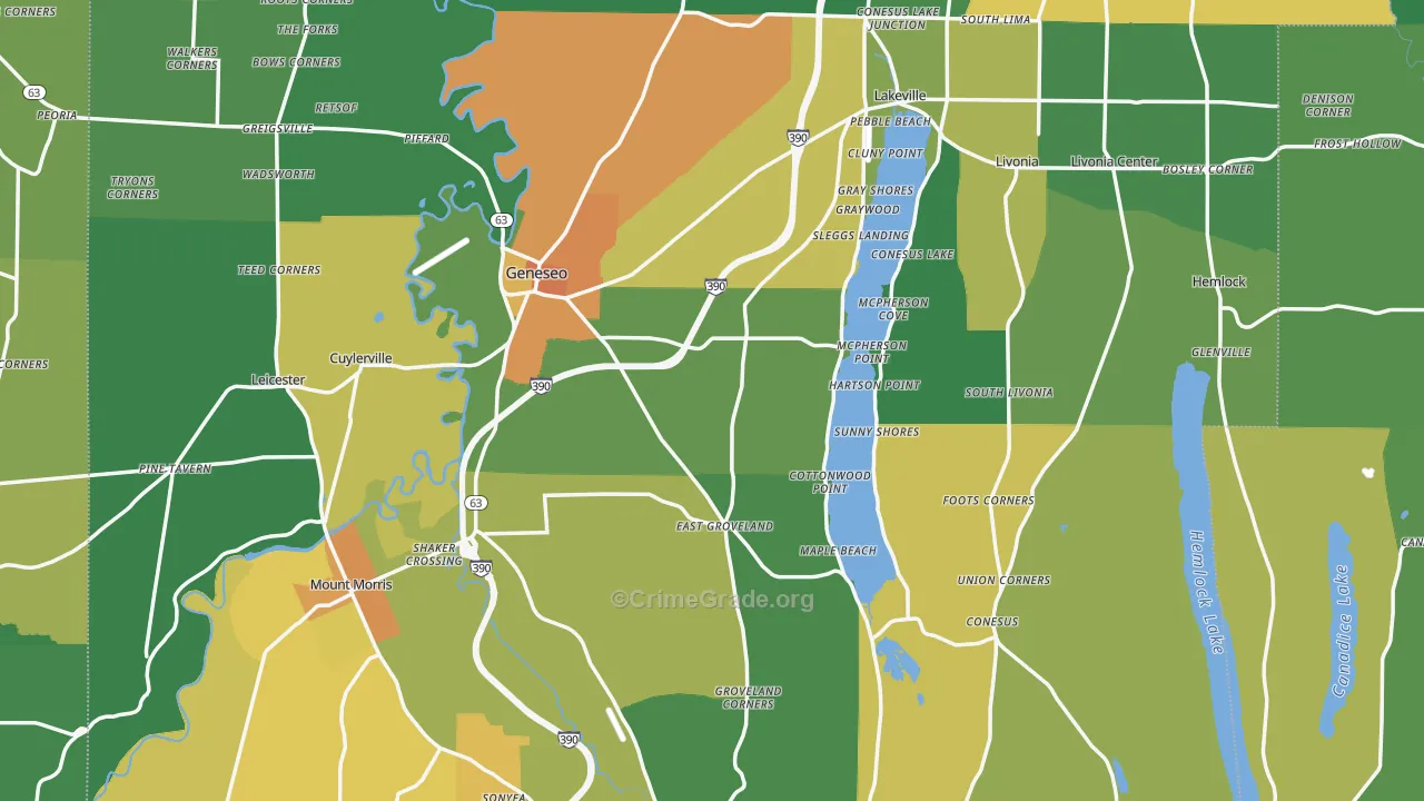 Livingston County, NY Map of Assault Rates