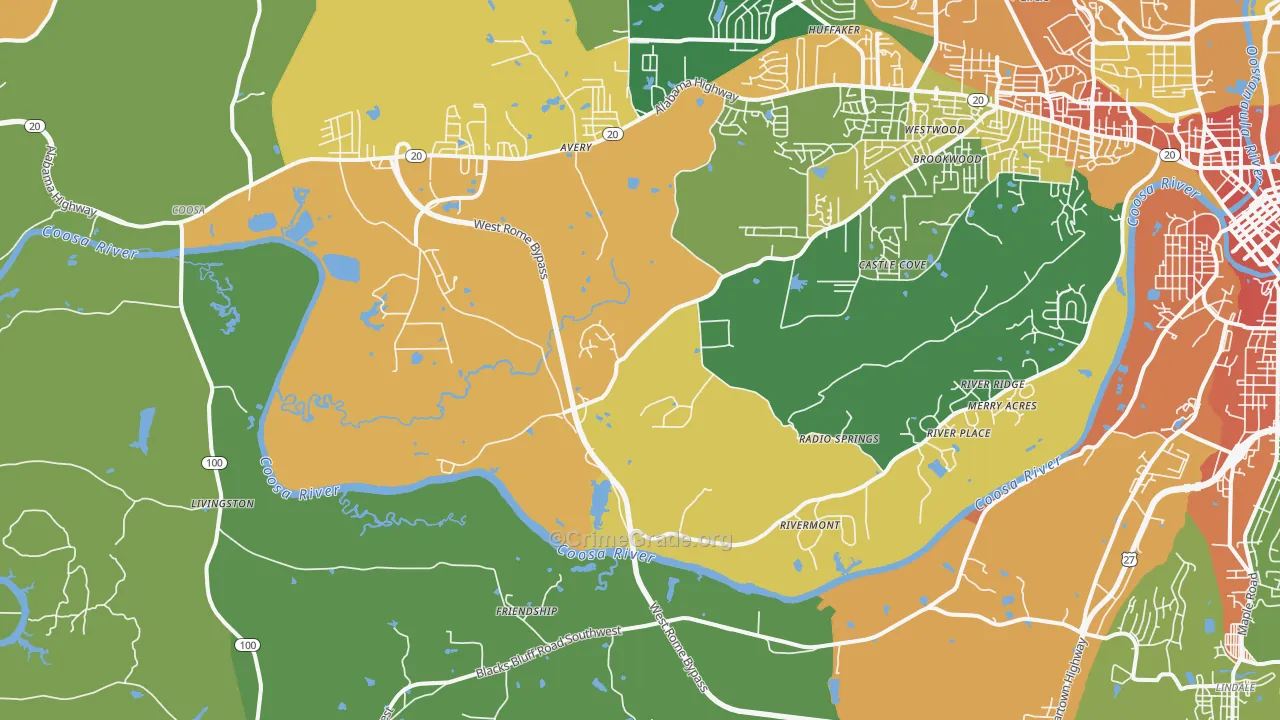 Livingston, GA Map of Assault Rates