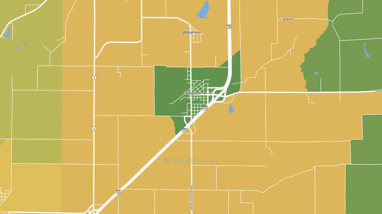 Livingston, IL Map of Assault Rates