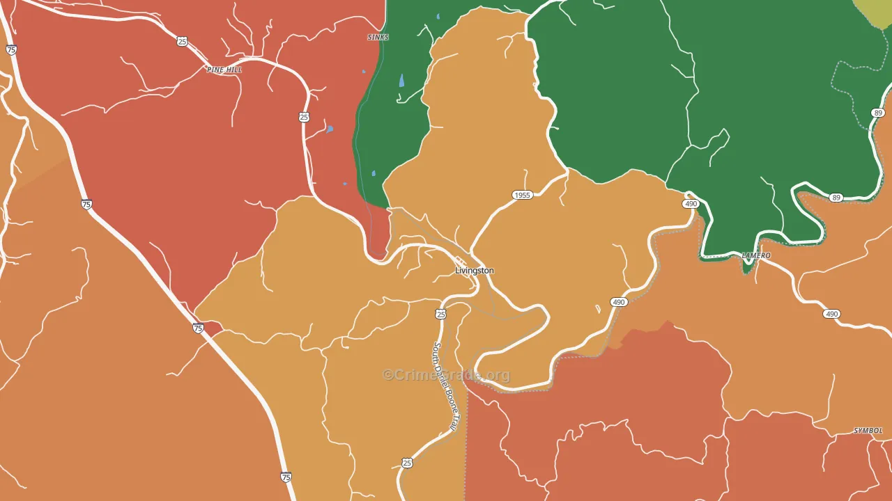 Livingston, KY Map of Assault Rates