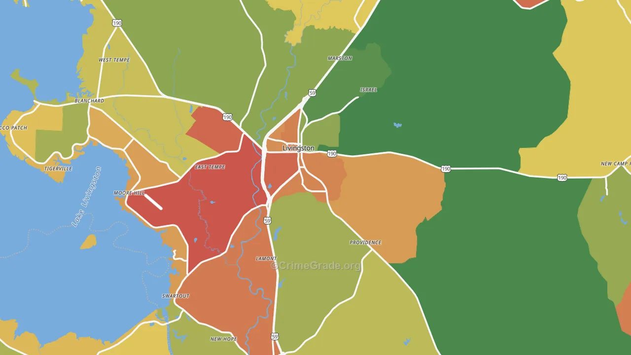 Livingston, TX Map of Assault Rates