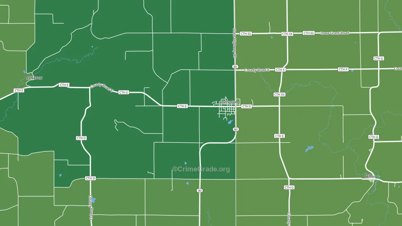 Livingston, WI Map of Assault Rates
