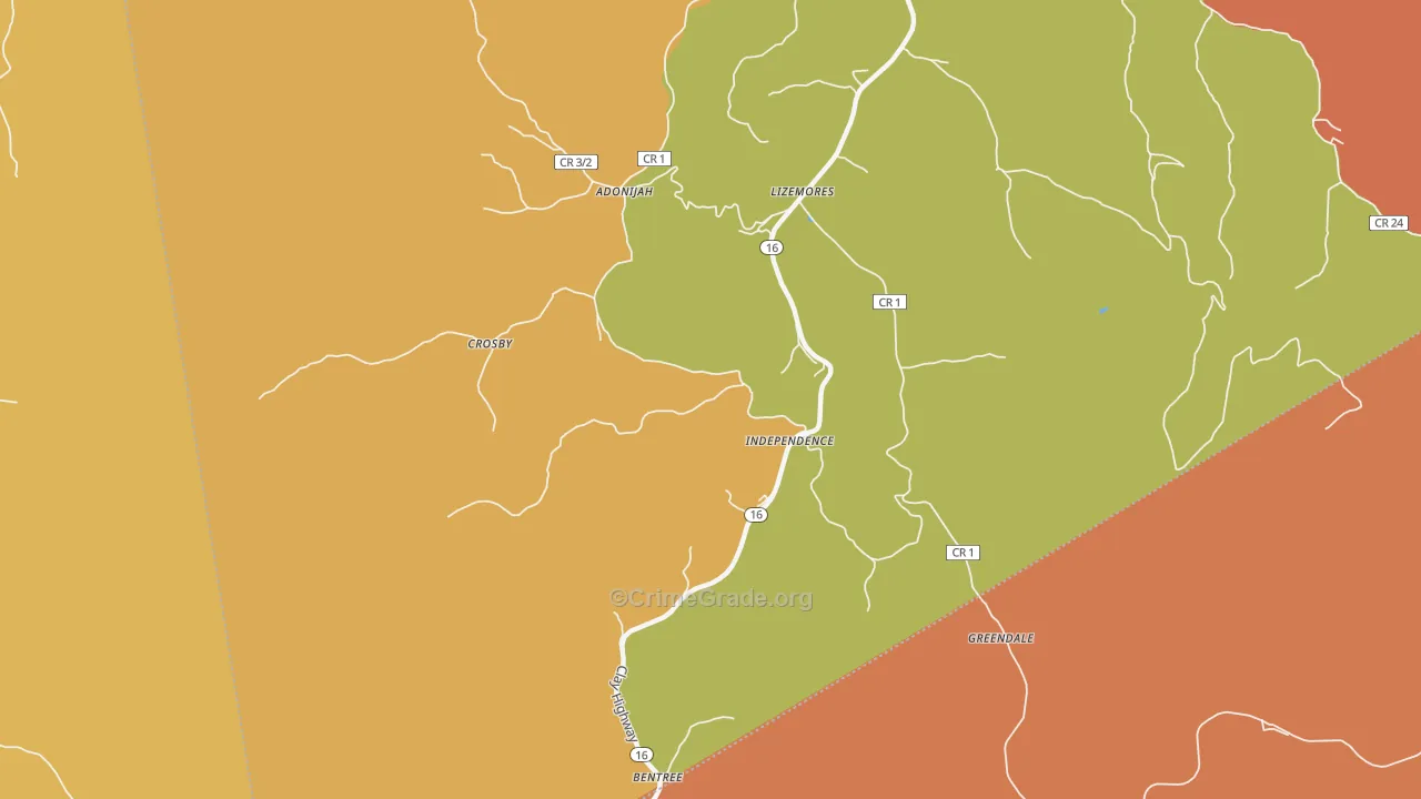 Lizemores, WV Map of Assault Rates