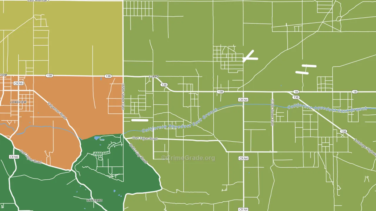 Llano, CA Map of Assault Rates