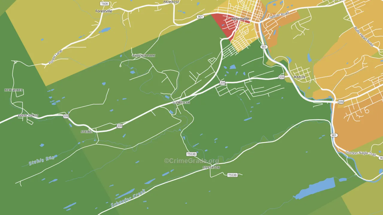 Llewellyn, PA Map of Assault Rates