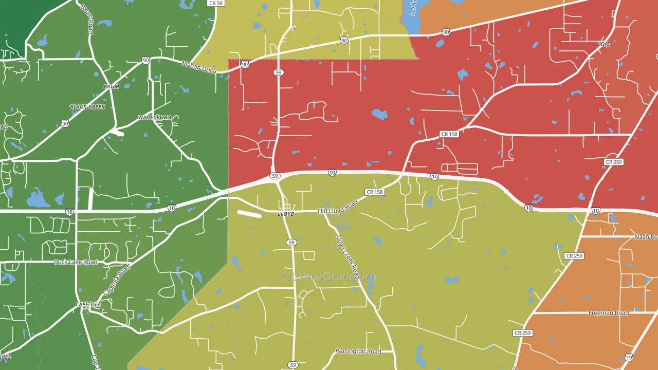 Lloyd, FL Map of Assault Rates