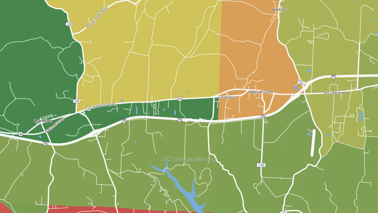 Lloydsville, OH Map of Assault Rates