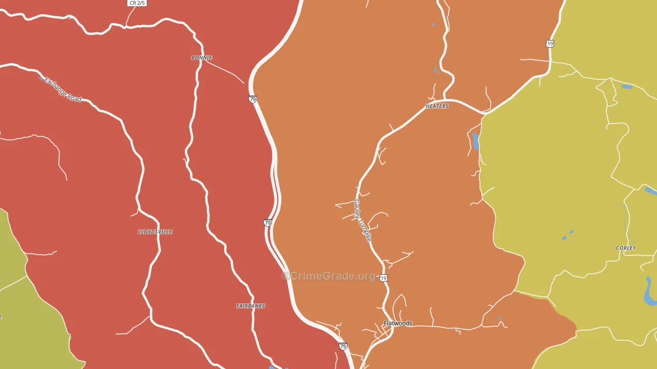 Lloydsville, WV Map of Assault Rates
